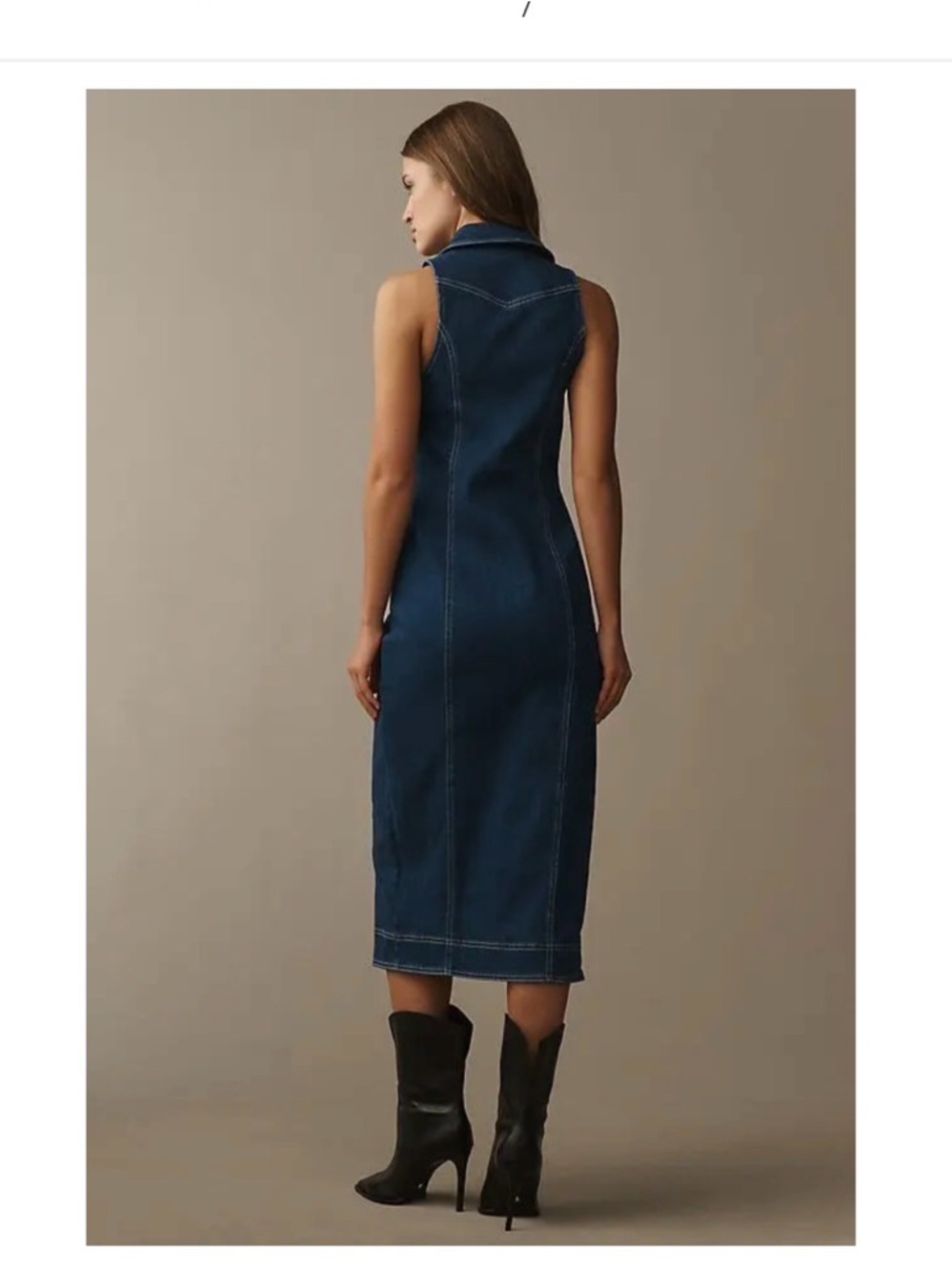 ANTHROPOLOGIE FITTED DENIM PILCRO MIDI DRESS COLOR DENIM DARK  XL NWT - Picture 6 of 16